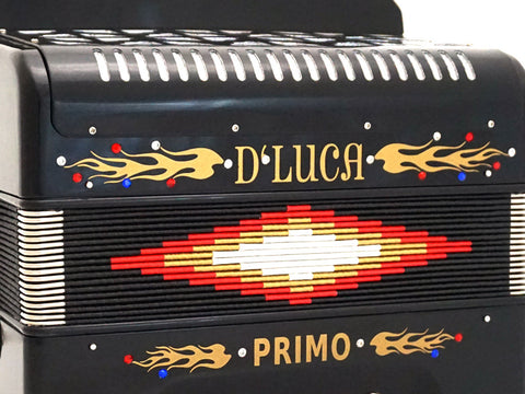 D'Luca Primo Button Accordion 31 Keys 12 Bass on GCF Key with Case and Straps, Black