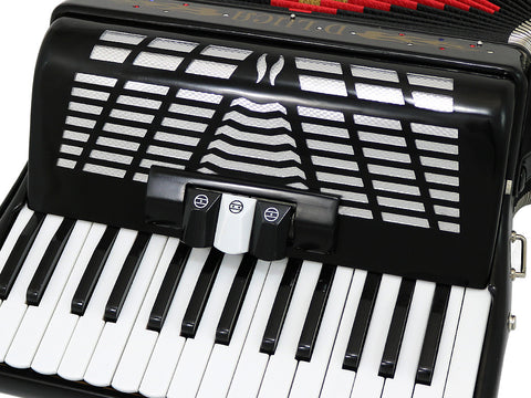 D'Luca Grand Piano Accordion 3 Switches 30 Keys 48 Bass with Case and Straps, Black