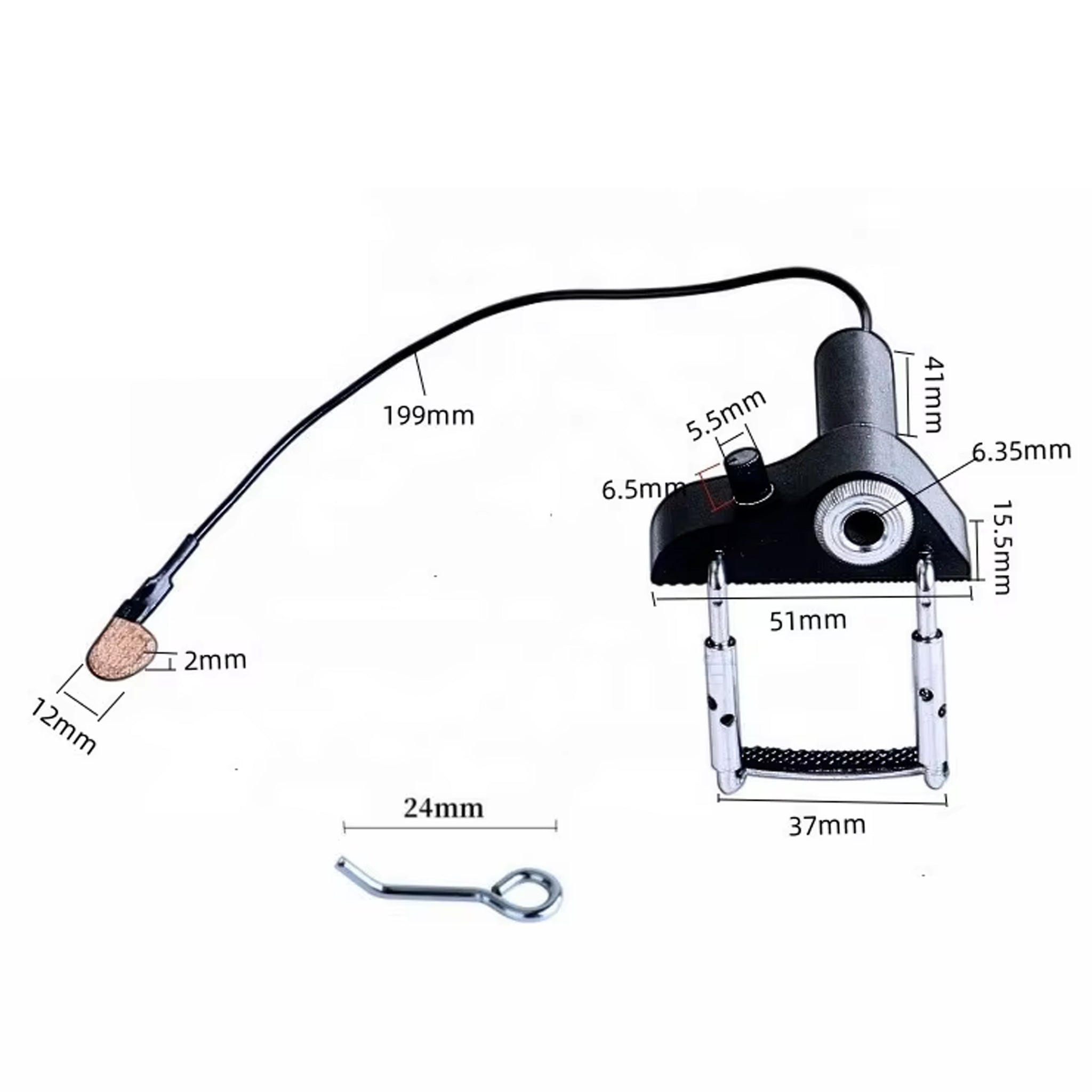 D'Luca 170 Violin Pickup with Volume Control, Cork/Wood Tip for Warm Tone