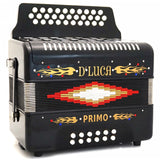 D'Luca Primo Button Accordion 31 Keys 12 Bass on FBE Key with Case and Straps, Black
