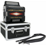 D'Luca Primo Button Accordion 31 Keys 12 Bass on FBE Key with Case and Straps, Black