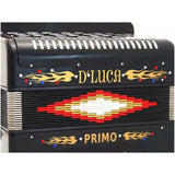 D'Luca Primo Button Accordion 31 Keys 12 Bass on GCF Key with Case and Straps, Black