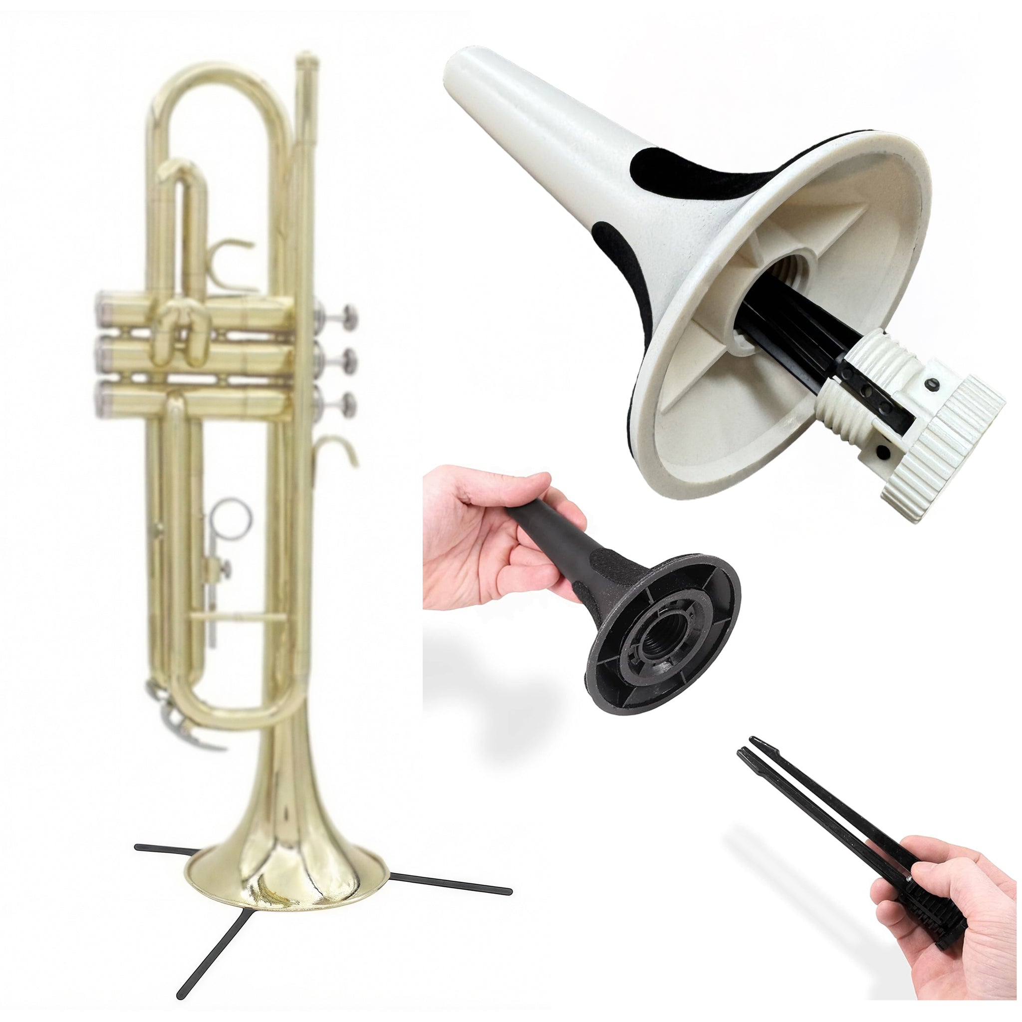 D'Luca Portable Folding Trumpet Stand White