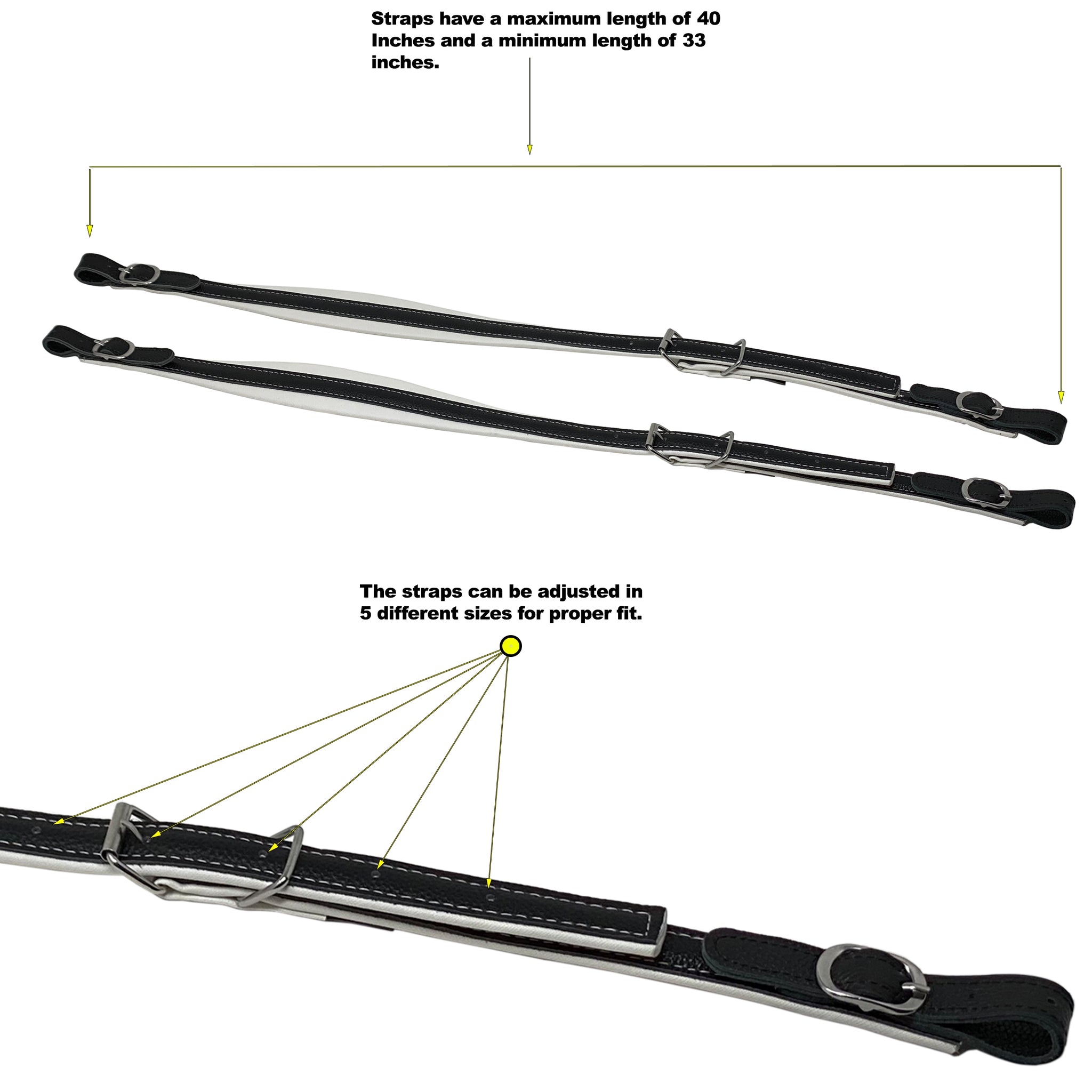 D'Luca Adjustable Accordion Shoulder Straps Set Black/White