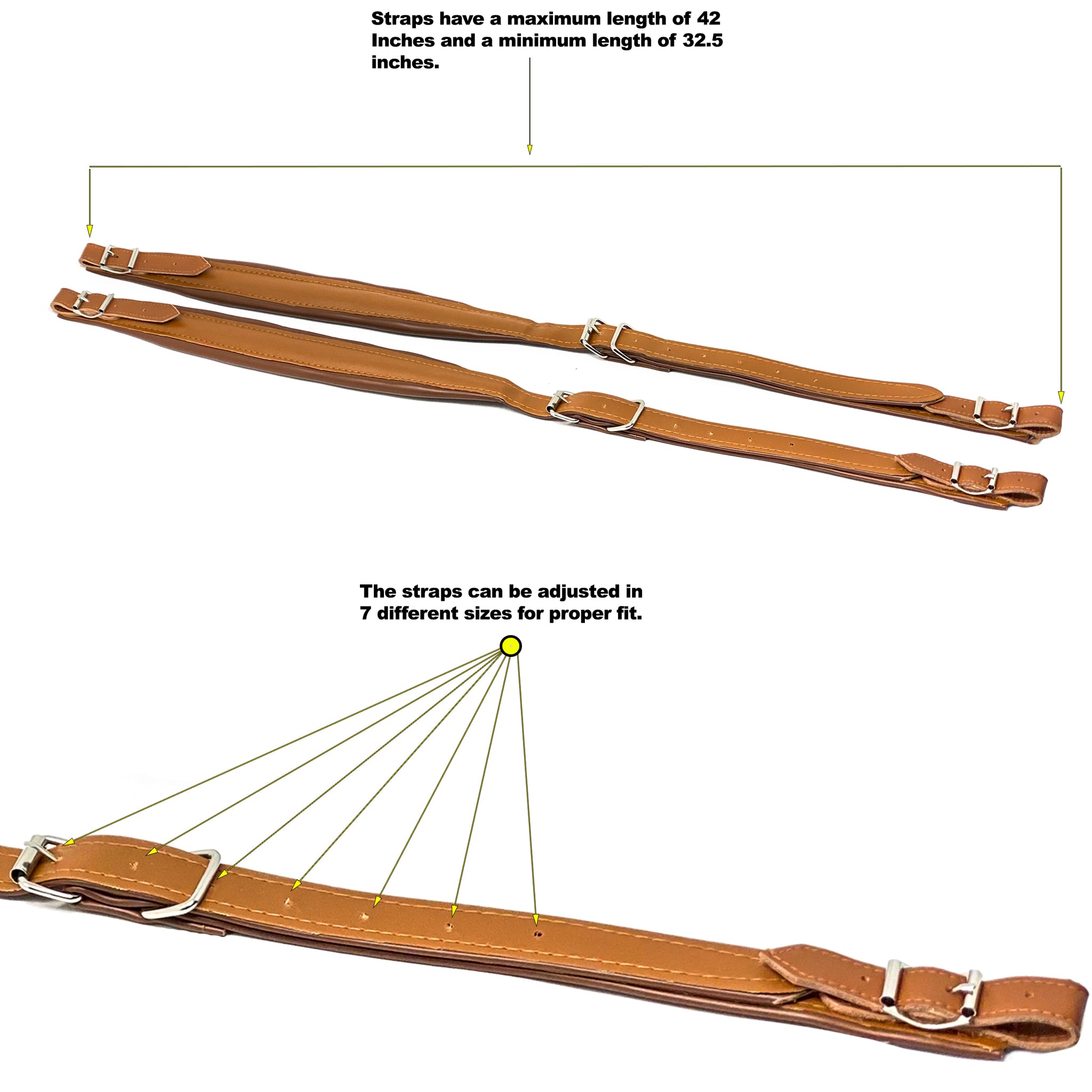 D'Luca Adjustable Accordion Shoulder Straps Set Brown