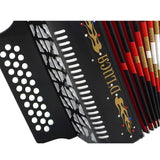 D'Luca Primo Button Accordion 31 Keys 12 Bass on FBE Key with Case and Straps, Black