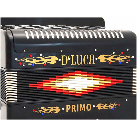 D'Luca Primo Button Accordion 31 Keys 12 Bass on FBE Key with Case and Straps, Black
