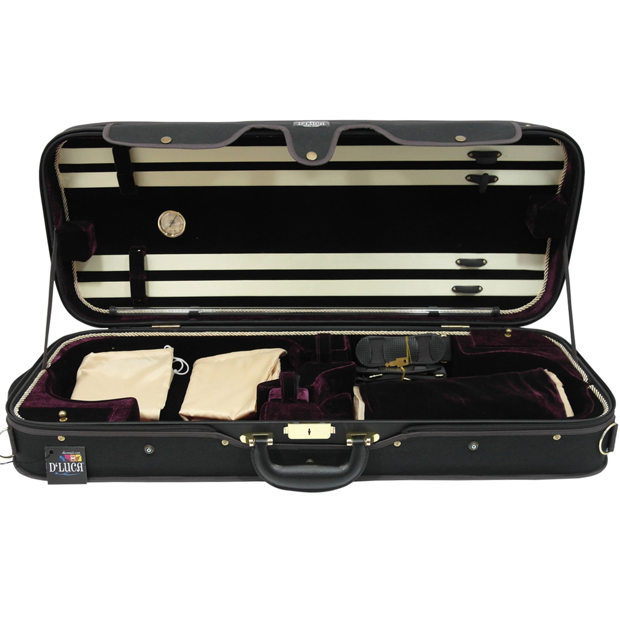 D'Luca Double Violin Case Black-Burgandy