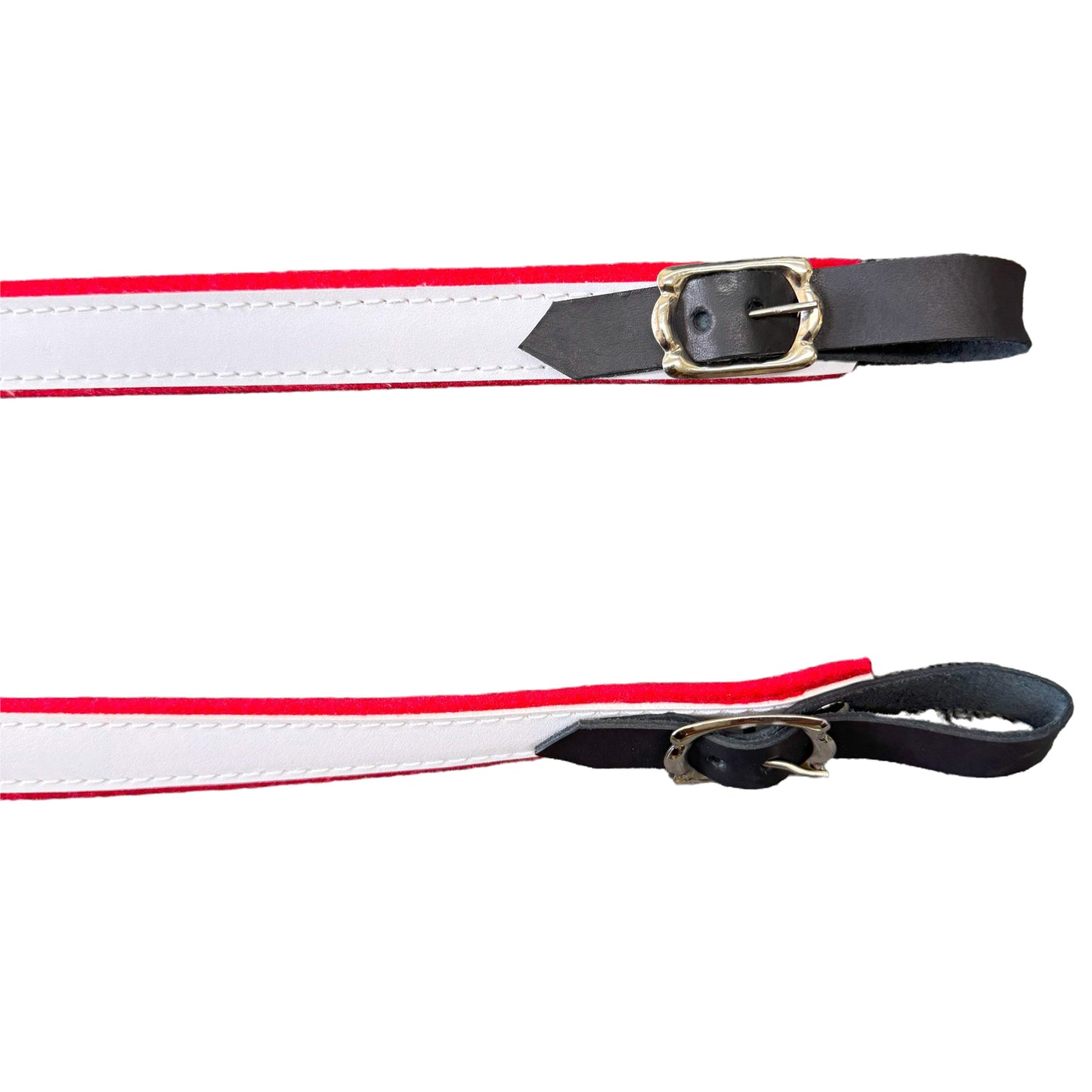 D'Luca MX3 Leather Accordion Straps Red/White