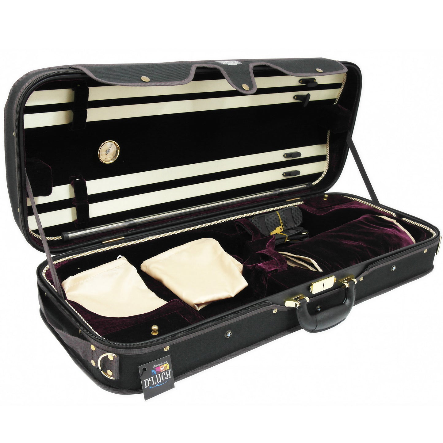 D’Luca Pro Series CP04M Double Violin Case Black-Burgundy