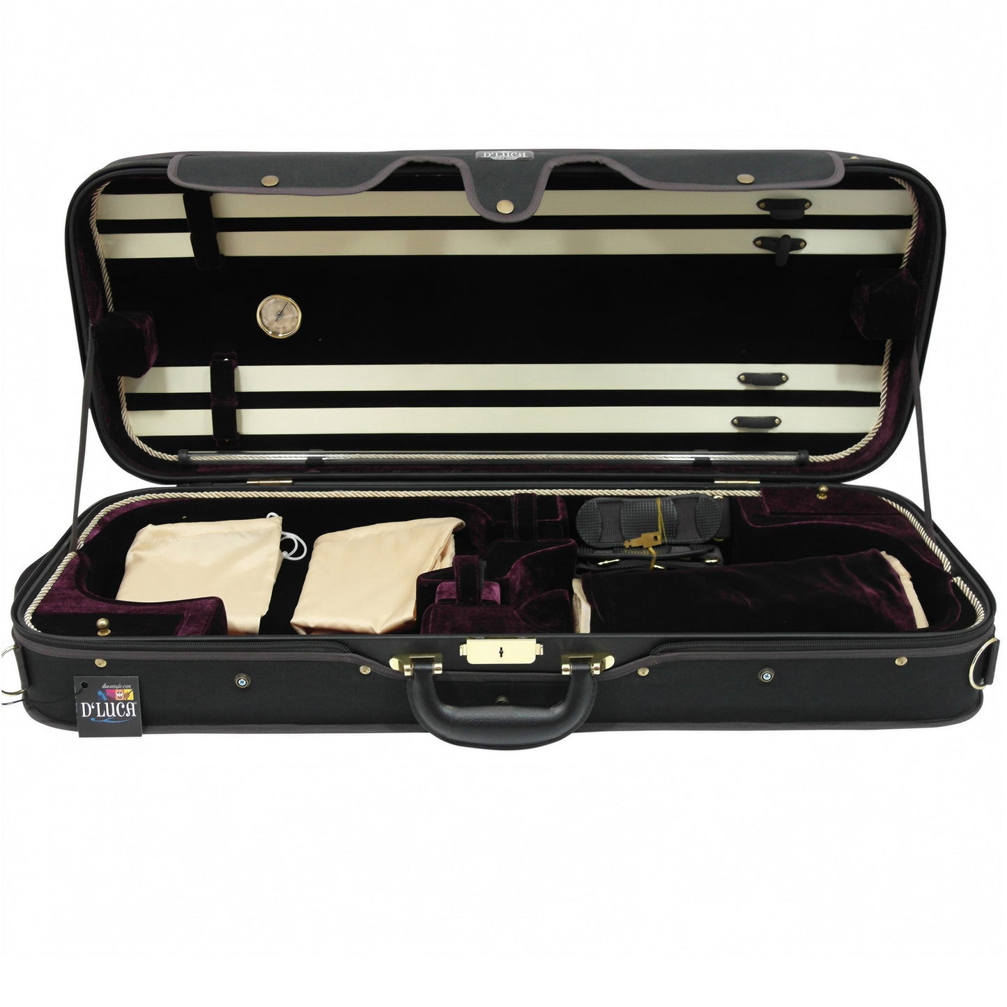 D’Luca Pro Series CP04M Double Violin Case Black-Burgundy
