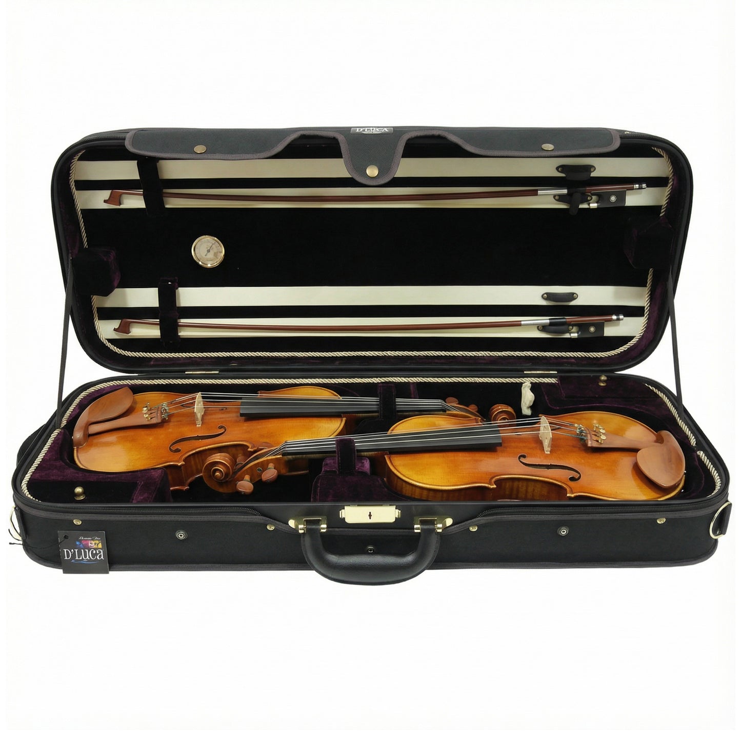 D’Luca Pro Series CP04M Double Violin Case Black-Burgundy