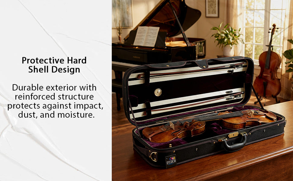 D’Luca Pro Series CP04M Double Violin Case Black-Burgundy