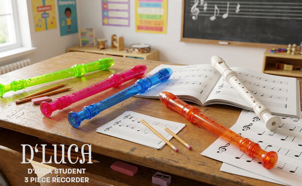 D'Luca Student 3 Piece Recorder Flute Orange