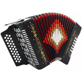 D'Luca Primo Button Accordion 31 Keys 12 Bass on FBE Key with Case and Straps, Black