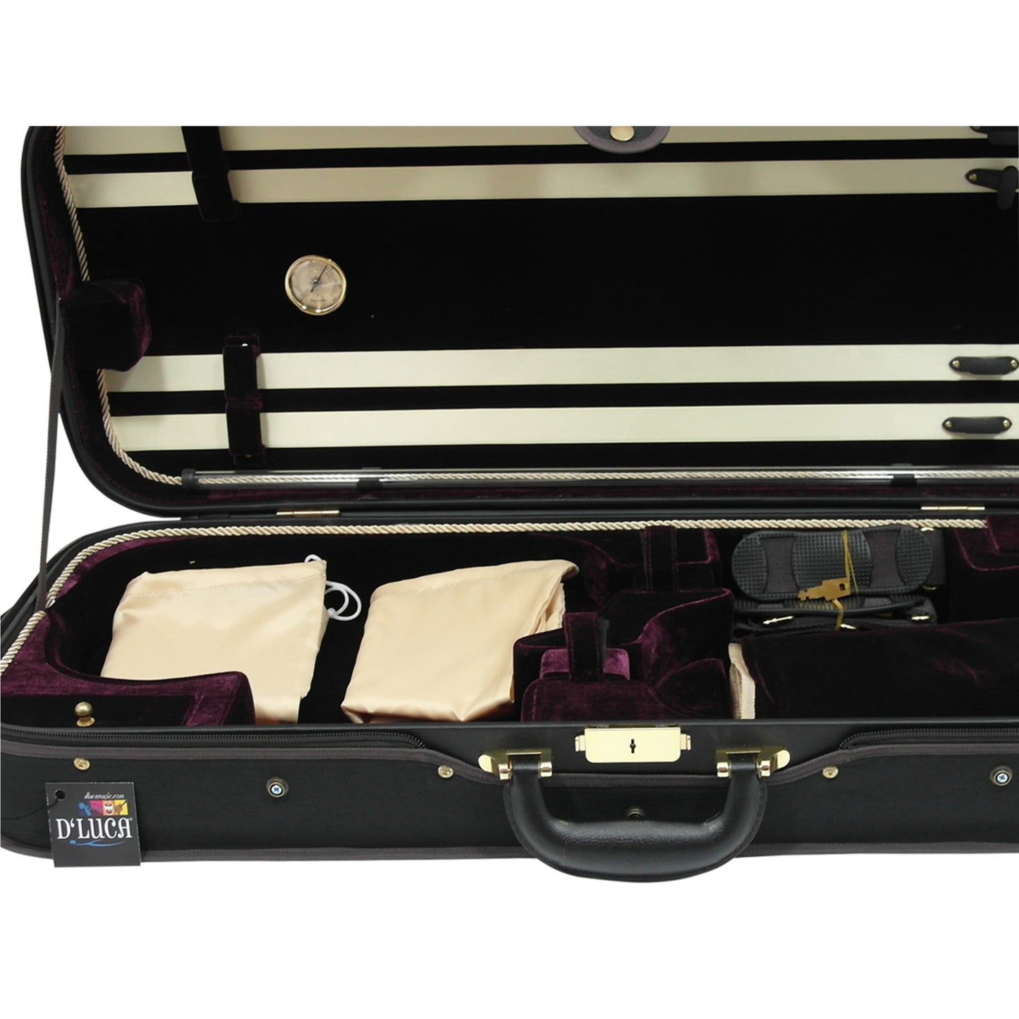 D'Luca Double Violin Case Black-Burgandy