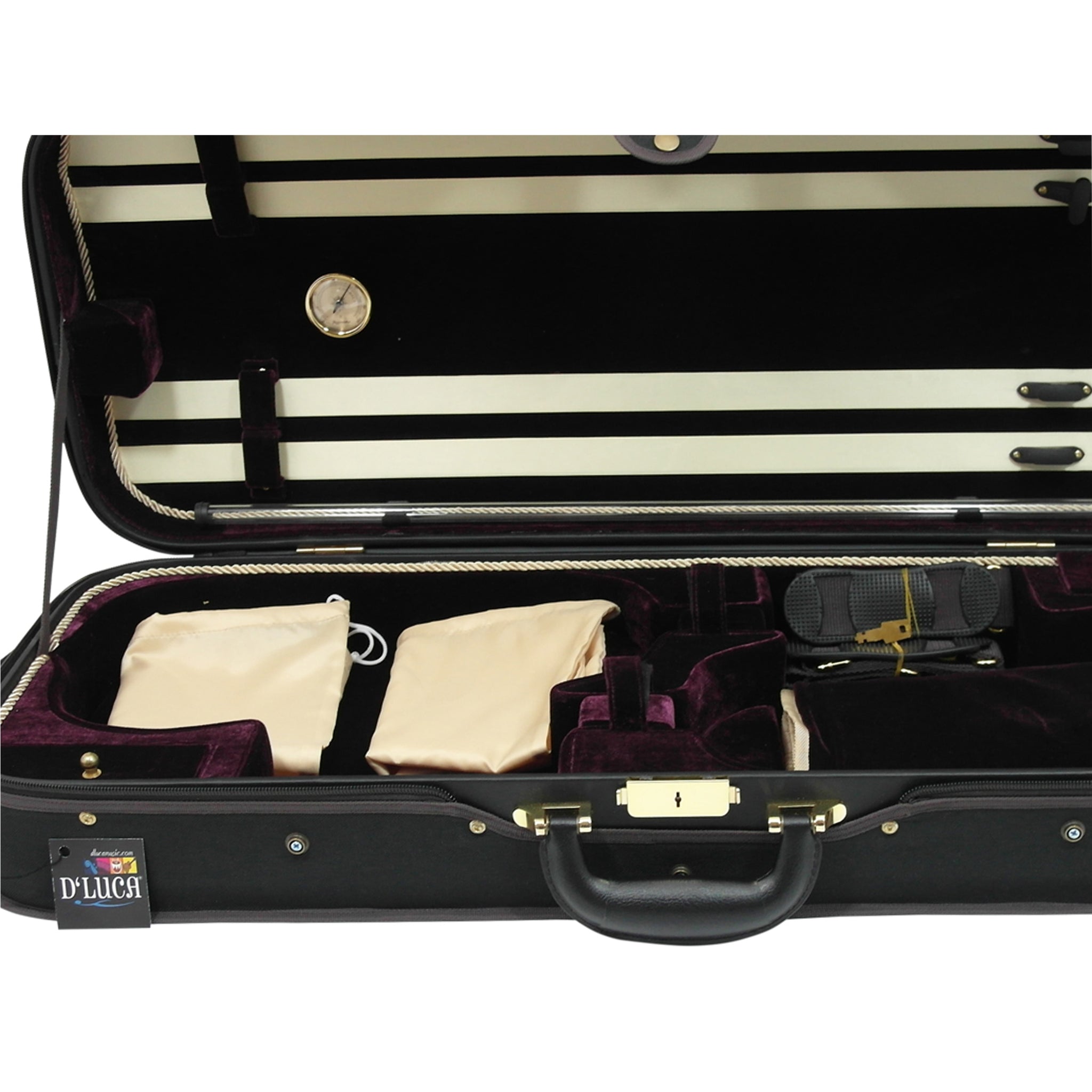 D'Luca Double Violin Case Black-Burgandy