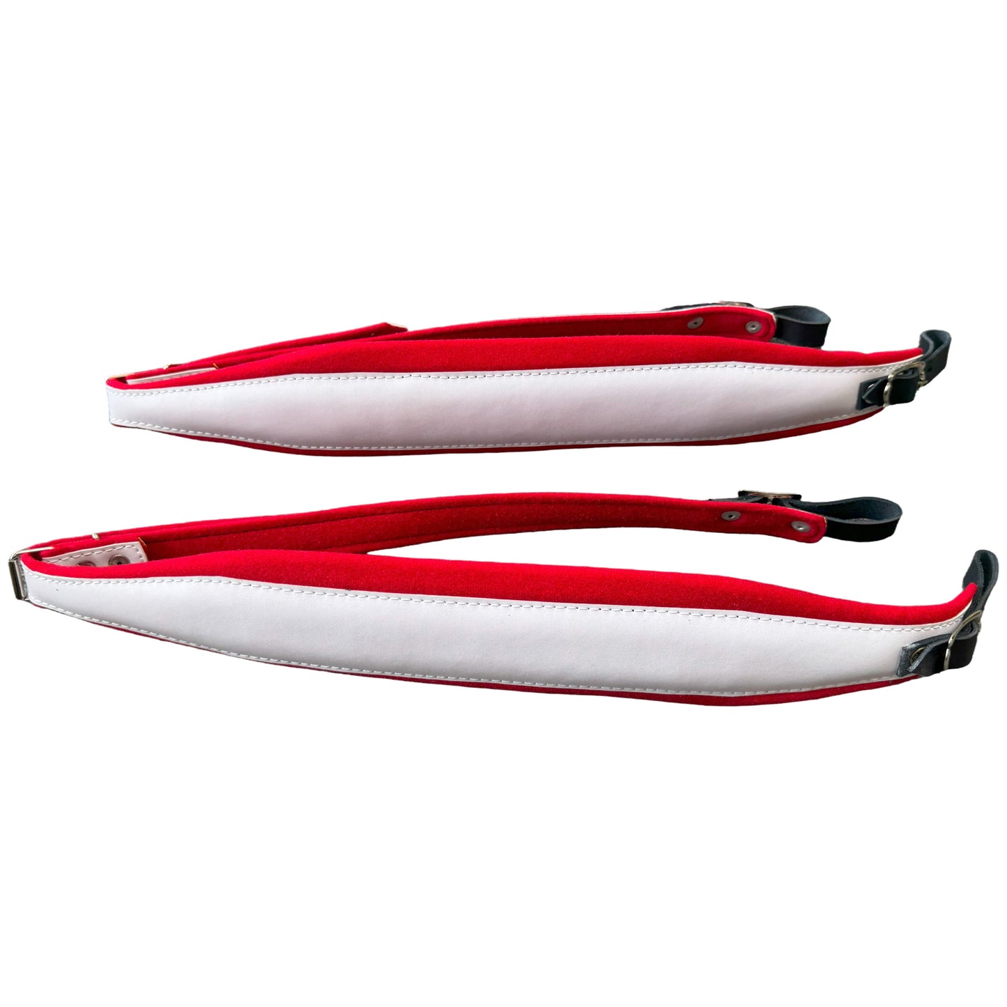 D'Luca MX3 Leather Accordion Straps Red/White