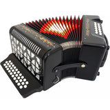D'Luca Primo Button Accordion 31 Keys 12 Bass on GCF Key with Case and Straps, Black
