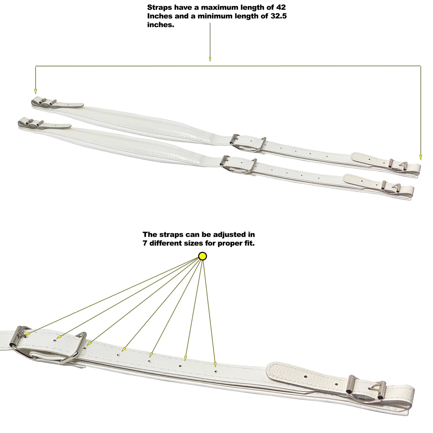 D'Luca Adjustable Accordion Shoulder Straps Set White
