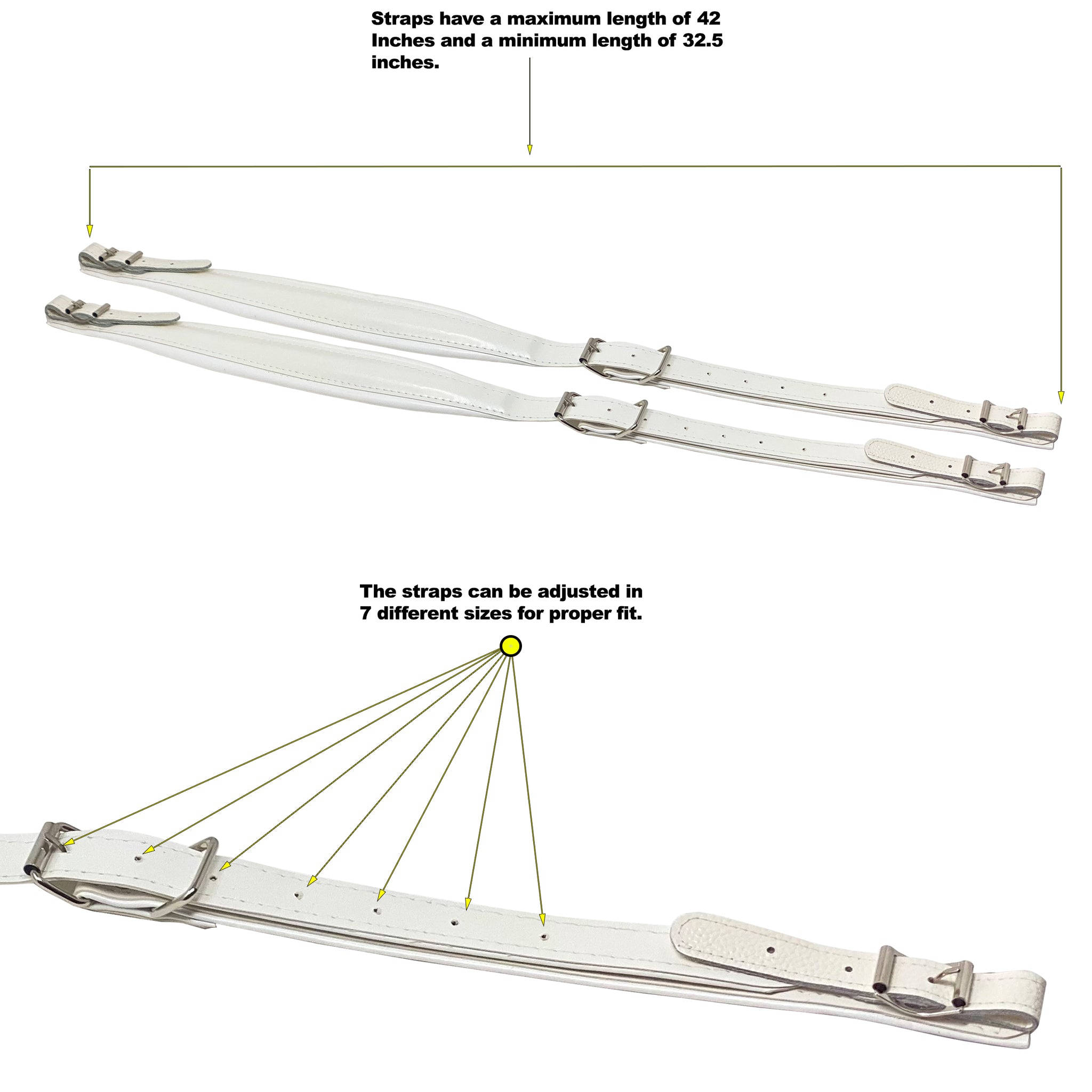 D'Luca Adjustable Accordion Shoulder Straps Set White