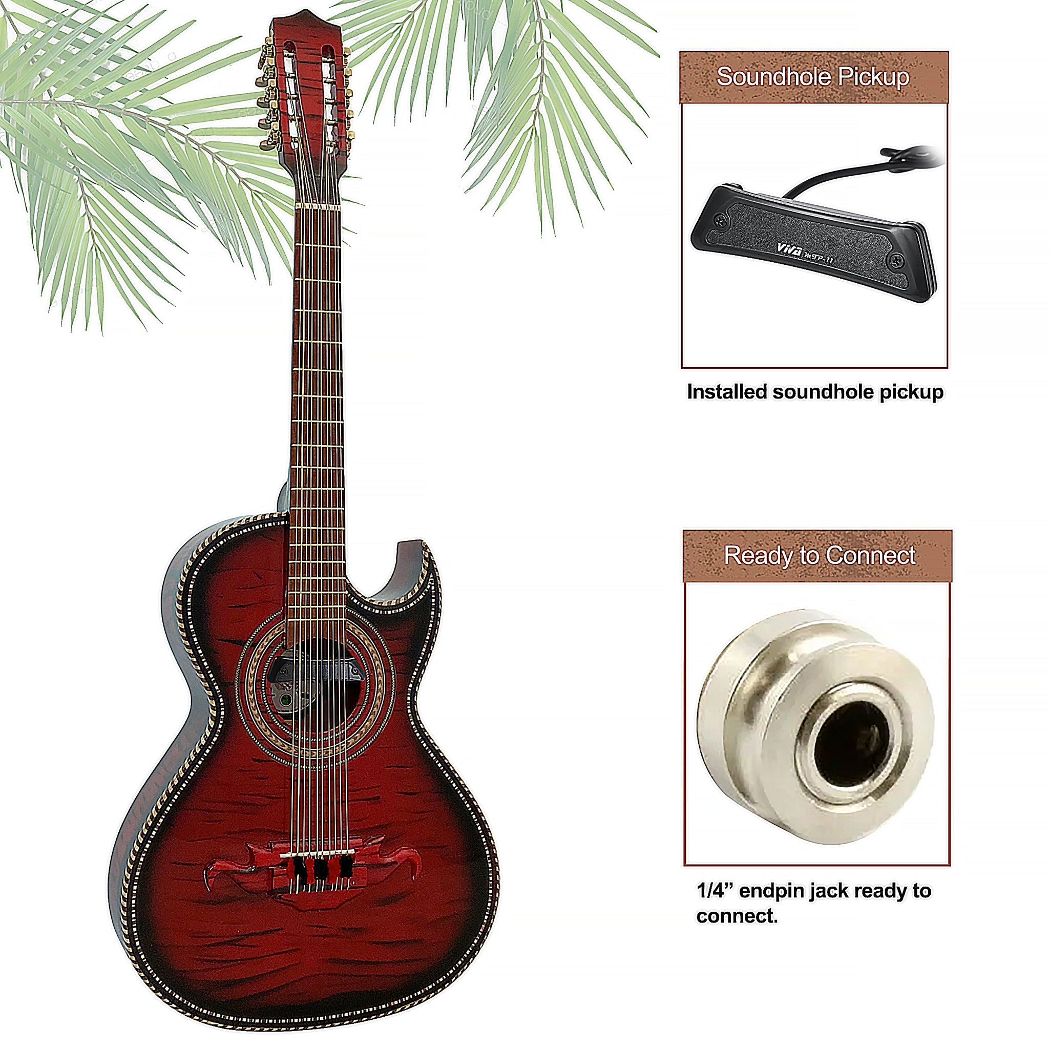 D'Luca Paracho Bajo Quinto Acoustic-Electric Tiger Red