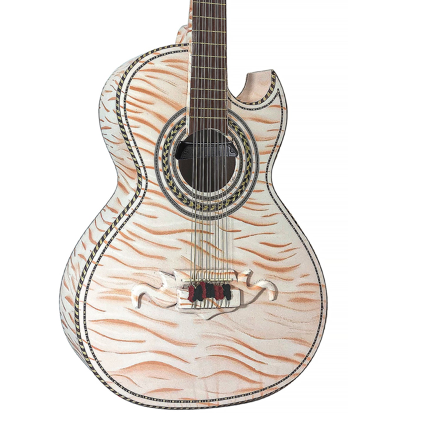 D'Luca Paracho Bajo Quinto Acoustic-Electric Tiger White