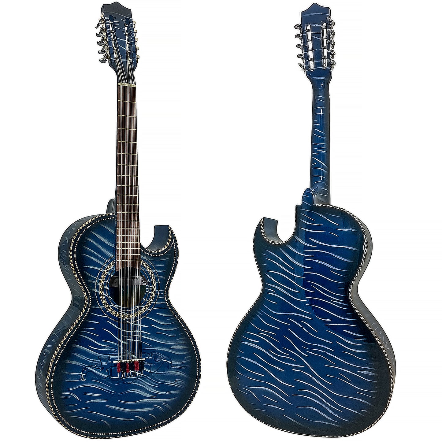 D'Luca Paracho Bajo Quinto Acoustic-Electric Tiger Blue