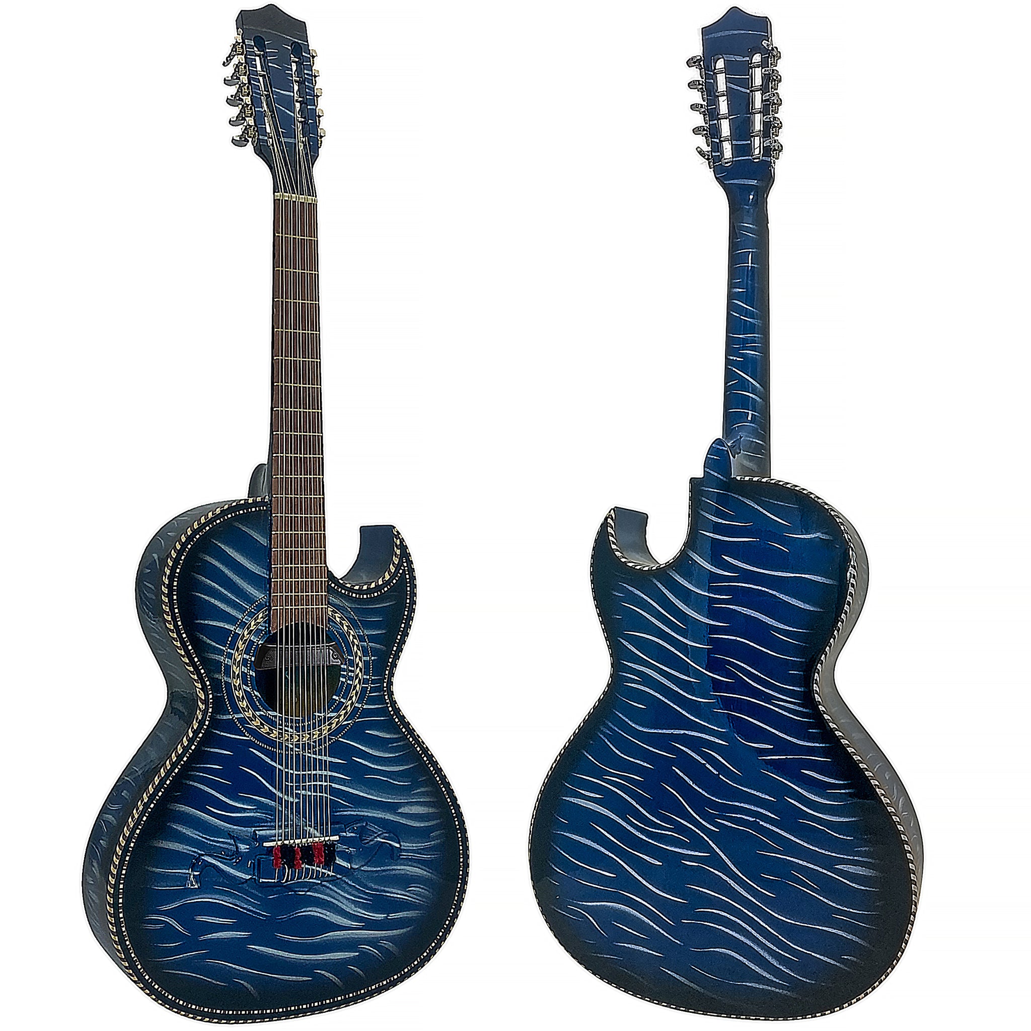 D'Luca Paracho Bajo Quinto Acoustic-Electric Tiger Blue