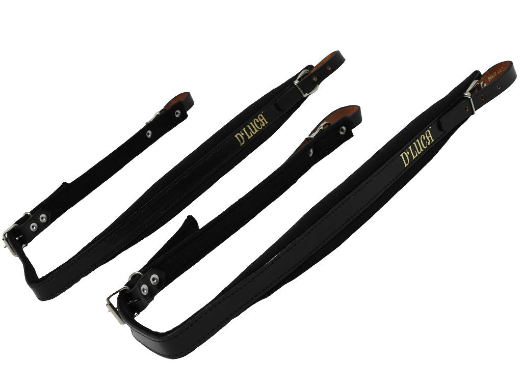 D'Luca Pro Slim Series Genuine Leather Accordion Straps Black
