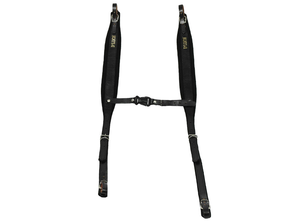 D'Luca Pro SM Series Genuine Leather Accordion Straps Black/Black