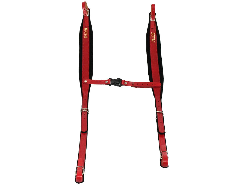 D'Luca Pro SM Series Genuine Leather Accordion Straps Red/Black