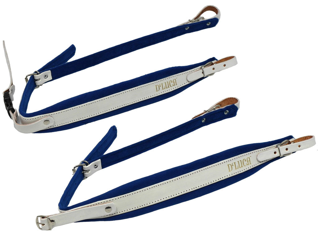 D'Luca Pro SM Series Genuine Leather Accordion Straps White/Blue