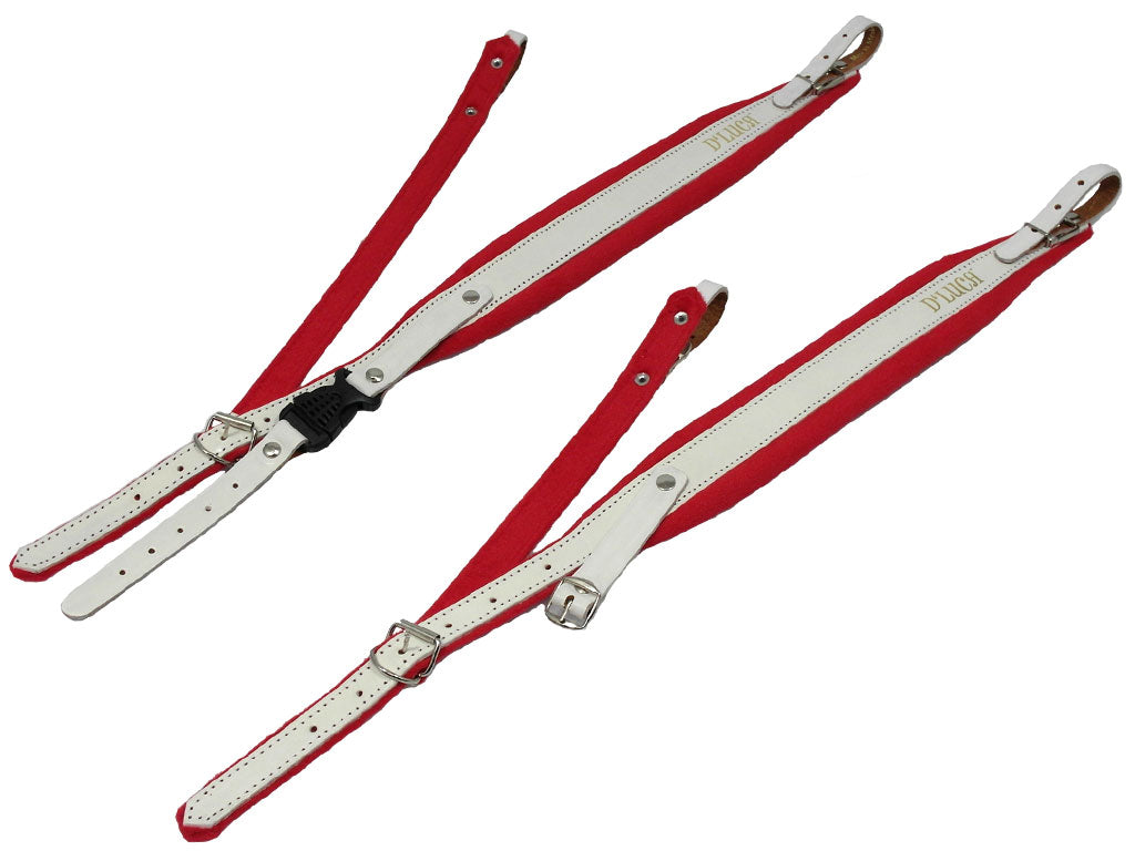 D'Luca Pro SM Series Genuine Leather Accordion Straps White/Red