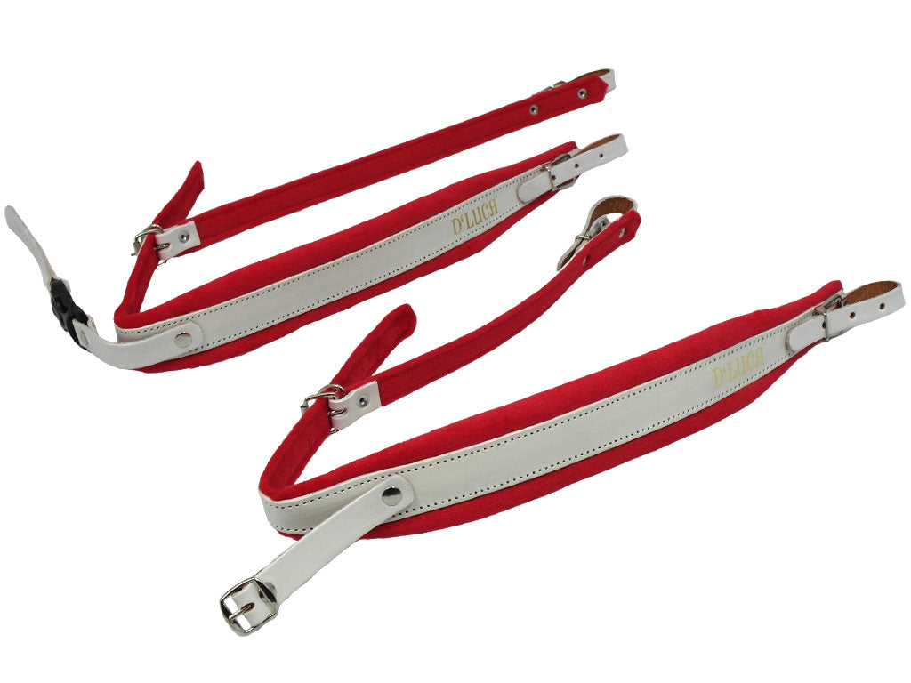 D'Luca Pro SM Series Genuine Leather Accordion Straps White/Red