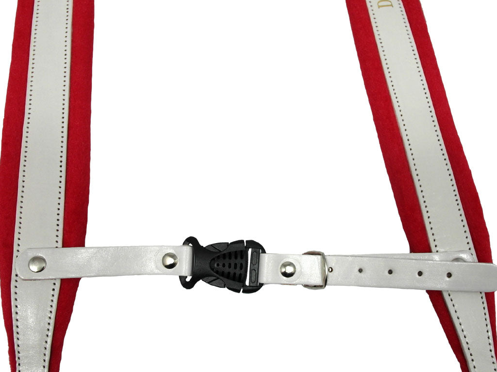 D'Luca Pro SM Series Genuine Leather Accordion Straps White/Red