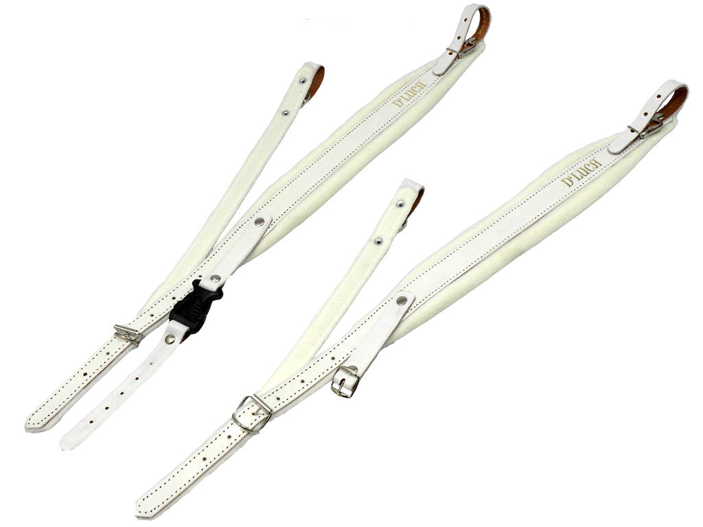 D'Luca Pro SM Series Genuine Leather Accordion Straps White/White