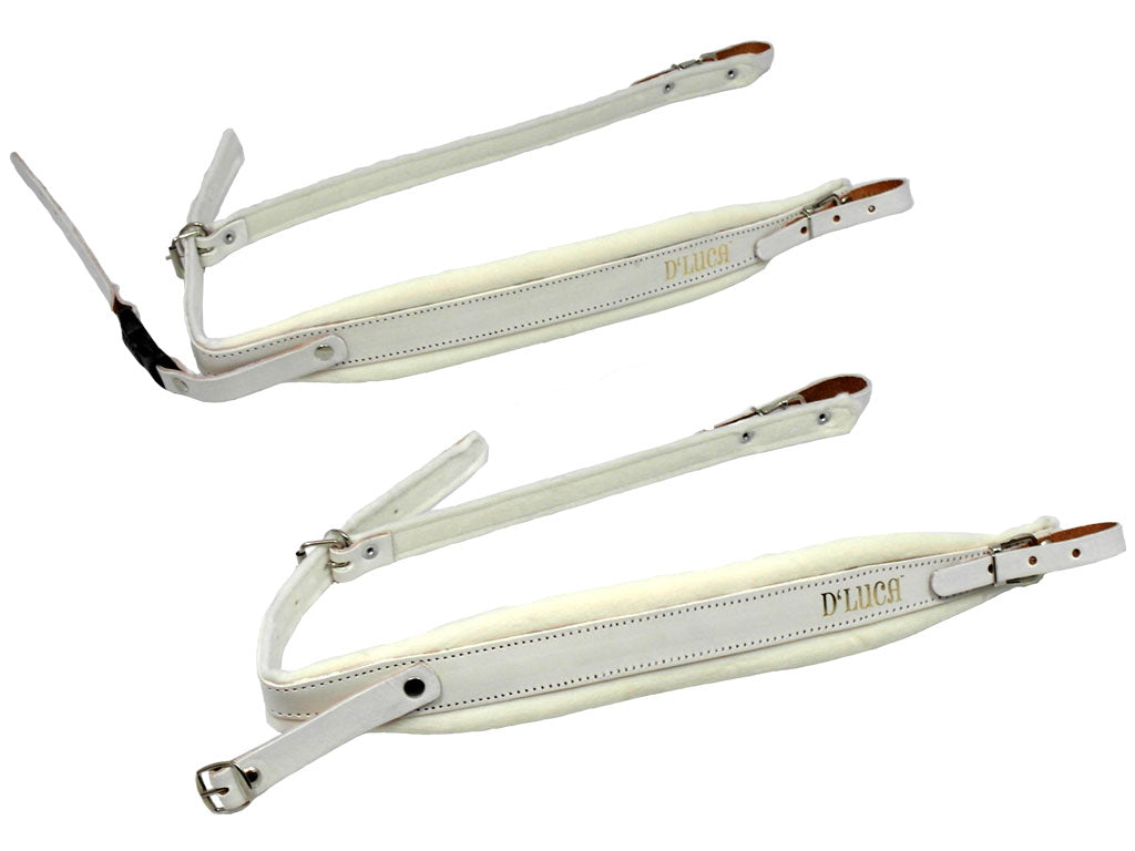 D'Luca Pro SM Series Genuine Leather Accordion Straps White/White