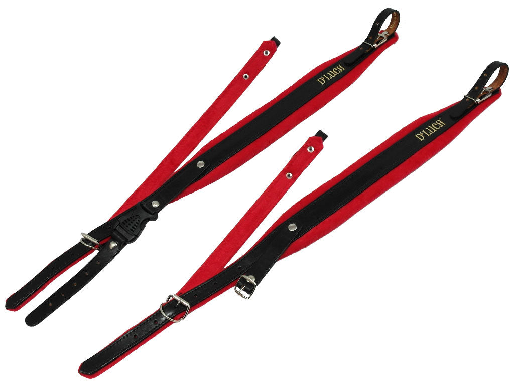 D'Luca Pro SM Series Genuine Leather Accordion Straps Black/Red