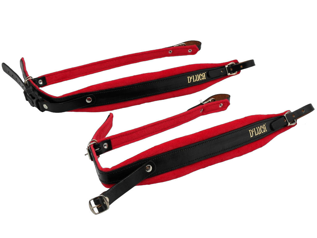 D'Luca Pro SM Series Genuine Leather Accordion Straps Black/Red