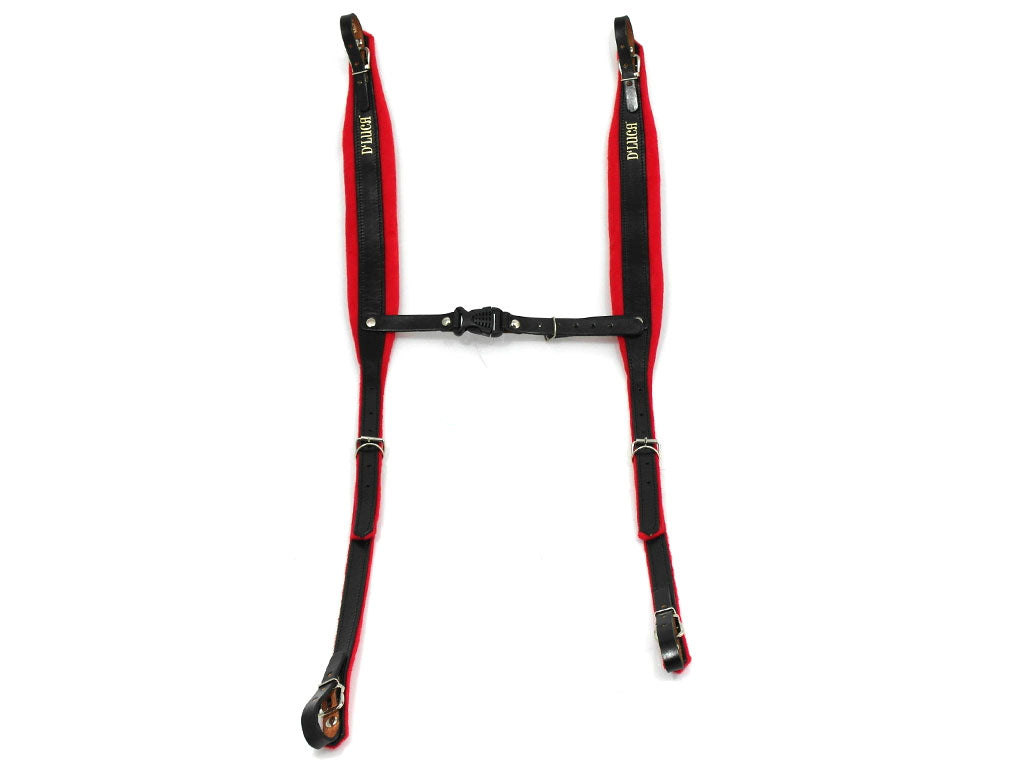 D'Luca Pro SM Series Genuine Leather Accordion Straps Black/Red