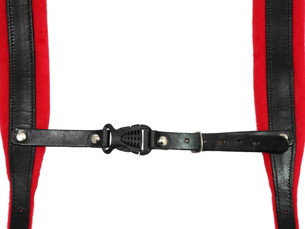 D'Luca Pro SM Series Genuine Leather Accordion Straps Black/Red