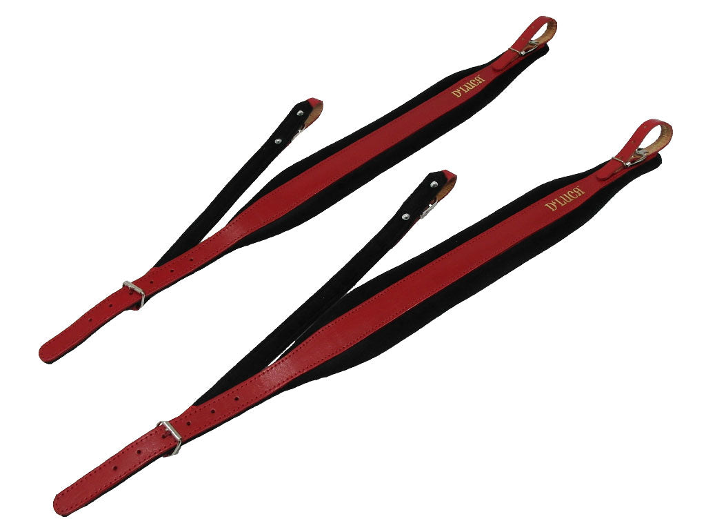 D'Luca Pro SG Series Genuine Leather Accordion Straps Red/Black