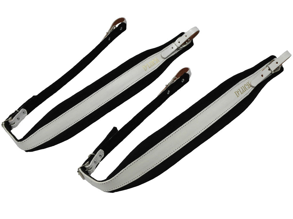 D'Luca Pro SG Series Genuine Leather Accordion Straps White/Black