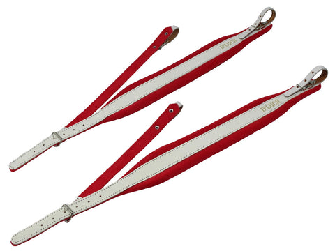 D'Luca Pro SG Series Genuine Leather Accordion Straps White/Red