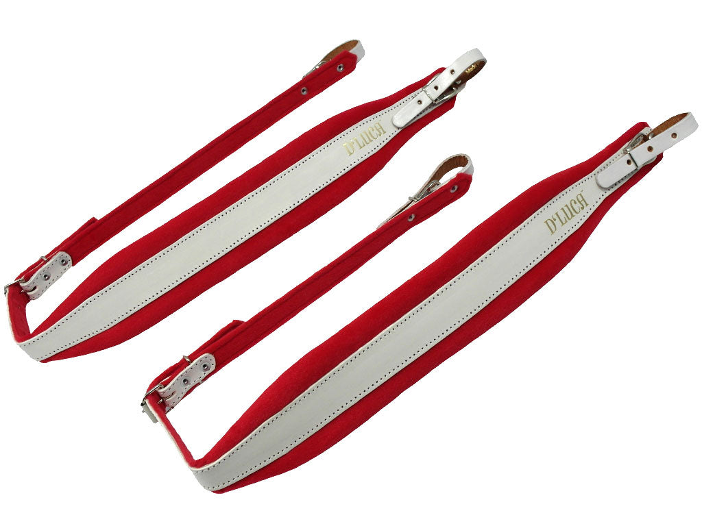 D'Luca Pro SG Series Genuine Leather Accordion Straps White/Red