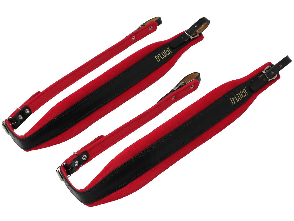 D'Luca Pro SG Series Genuine Leather Accordion Straps Black/Red