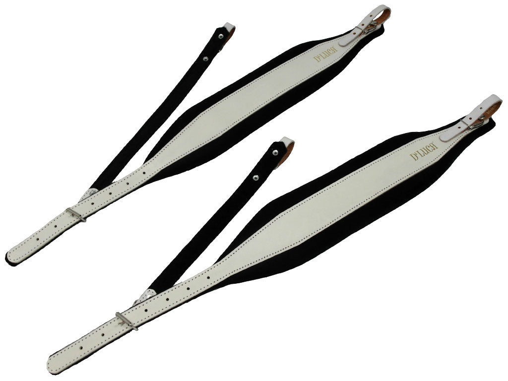 D'Luca Pro SB Series Genuine Leather Accordion Straps White/Black
