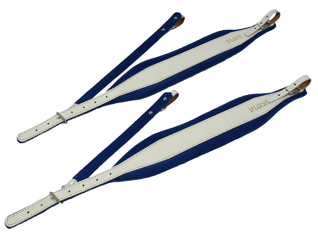 D'Luca Pro SB Series Genuine Leather Accordion Straps White/Blue