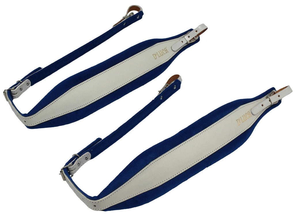 D'Luca Pro SB Series Genuine Leather Accordion Straps White/Blue